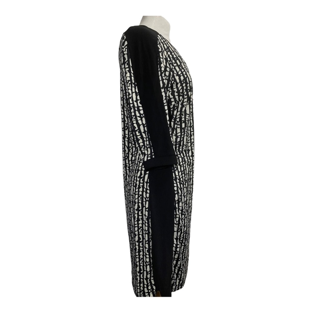 Emma & Michele Shift Dress Black & White Patterned 3/4 Sleeve US Med UK 12-14 - Picture 4 of 13